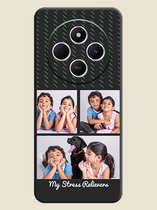 Custom Cross Dotted Pattern with 2 Image Holder On Space Black Custom Soft Matte Mobile Back Cover - Poco M7 5G