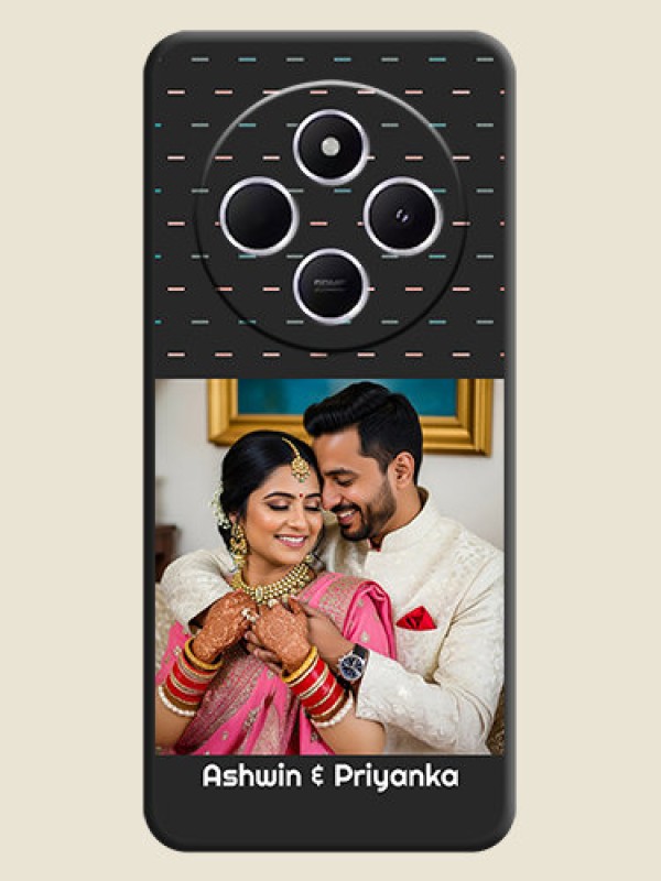 Custom Line Pattern Design with Text On Space Black Custom Soft Matte Mobile Back Cover - Poco M7 5G