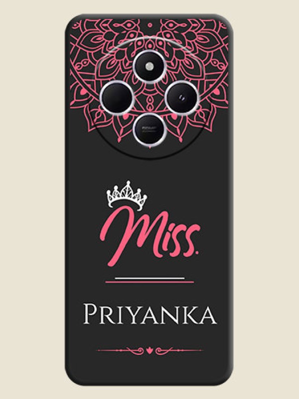 Custom Mrs Name with Floral Design On Space Black Custom Soft Matte Mobile Back Cover - Poco M7 5G