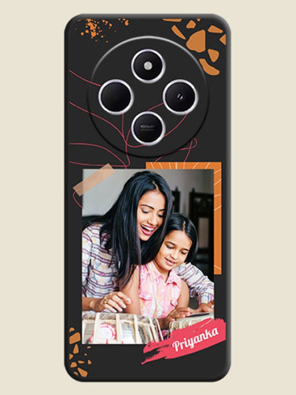 Custom Orange Photo Frame On Space Black Custom Soft Matte Mobile Back Cover - Poco M7 5G