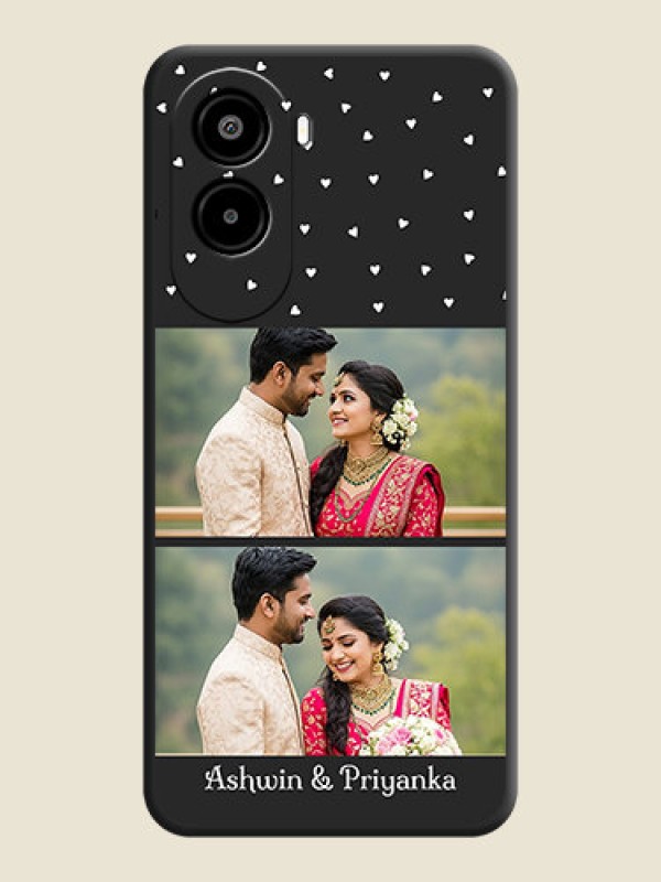 Custom Miniature Love Symbols with Name On Space Black Custom Soft Matte Mobile Back Cover - Poco M7 Plus 5G