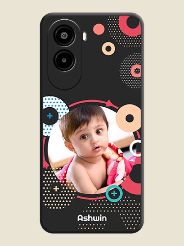 Custom Multicoloured Round Image On Space Black Custom Soft Matte Mobile Back Cover - Poco M7 Plus 5G