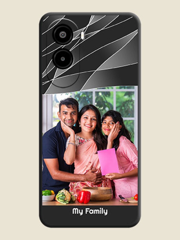 Custom Mixed Wave Lines on Photo On Space Black Custom Soft Matte Mobile Back Cover - Poco M7 Plus 5G