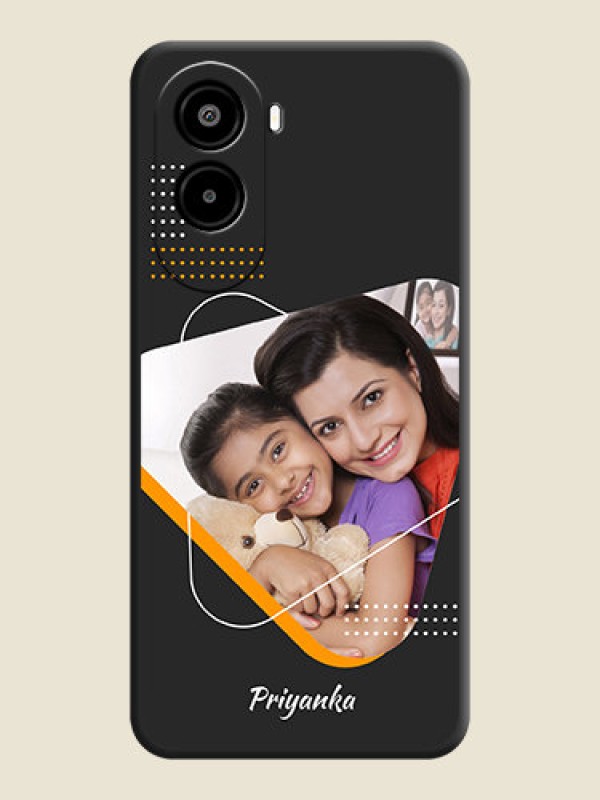 Custom Yellow Triangle on Photo On Space Black Custom Soft Matte Mobile Back Cover - Poco M7 Plus 5G