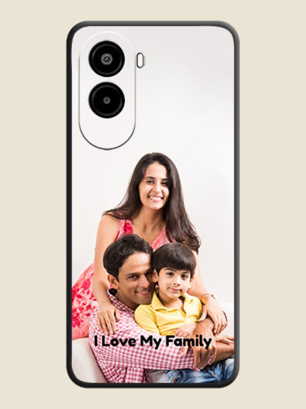 Custom Full Single Pic Upload With Text On Space Black Custom Soft Matte Mobile Back Cover - Poco M7 Plus 5G