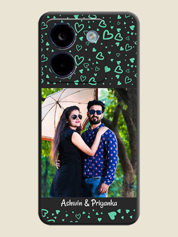 Custom Sea Green Indefinite Love Pattern on Photo On Space Black Custom Soft Matte Mobile Back Cover - Poco M7 Pro 5G