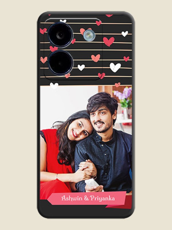 Custom Love Pattern with Name on Pink Ribbon on Photo On Space Black Custom Soft Matte Mobile Back Cover - Poco M7 Pro 5G