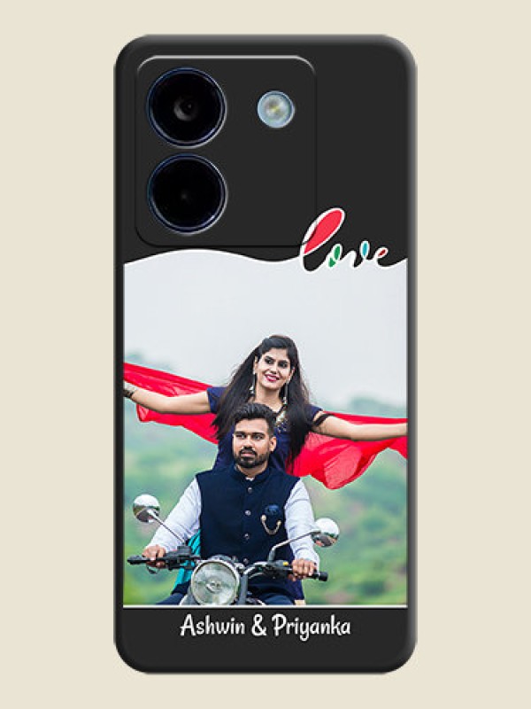 Custom Fall in Love Pattern with Picture on Photo On Space Black Custom Soft Matte Mobile Back Cover - Poco M7 Pro 5G