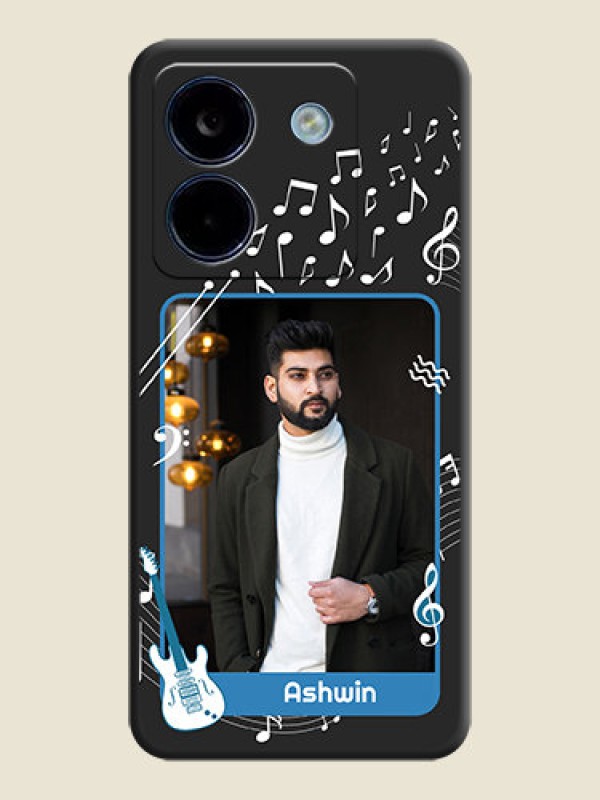Custom Musical Theme Design with Text on Photo On Space Black Custom Soft Matte Mobile Back Cover - Poco M7 Pro 5G