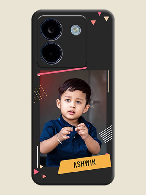 Custom Photo Frame with Triangle Small Dots on Photo On Space Black Custom Soft Matte Mobile Back Cover - Poco M7 Pro 5G