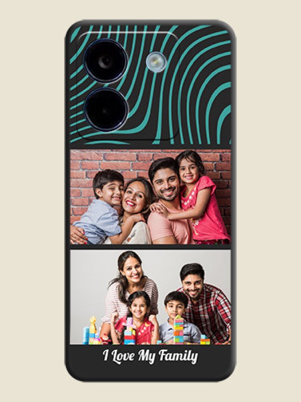 Custom Wave Pattern with 2 Image Holder On Space Black Custom Soft Matte Mobile Back Cover - Poco M7 Pro 5G