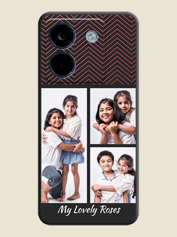 Custom Wave Pattern with 3 Image Holder On Space Black Custom Soft Matte Mobile Back Cover - Poco M7 Pro 5G