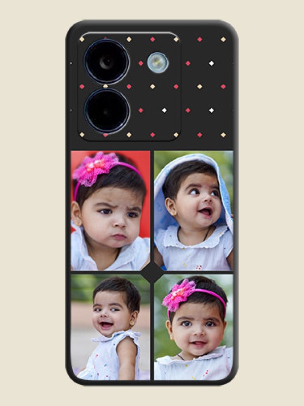 Custom Multicolor Dotted Pattern with 4 Image Holder On Space Black Custom Soft Matte Mobile Back Cover - Poco M7 Pro 5G