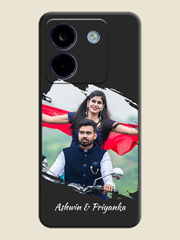 Custom Grunge Brush Strokes on Photo On Space Black Custom Soft Matte Mobile Back Cover - Poco M7 Pro 5G