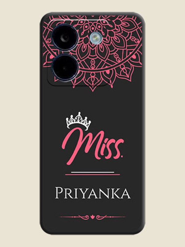 Custom Mrs Name with Floral Design On Space Black Custom Soft Matte Mobile Back Cover - Poco M7 Pro 5G