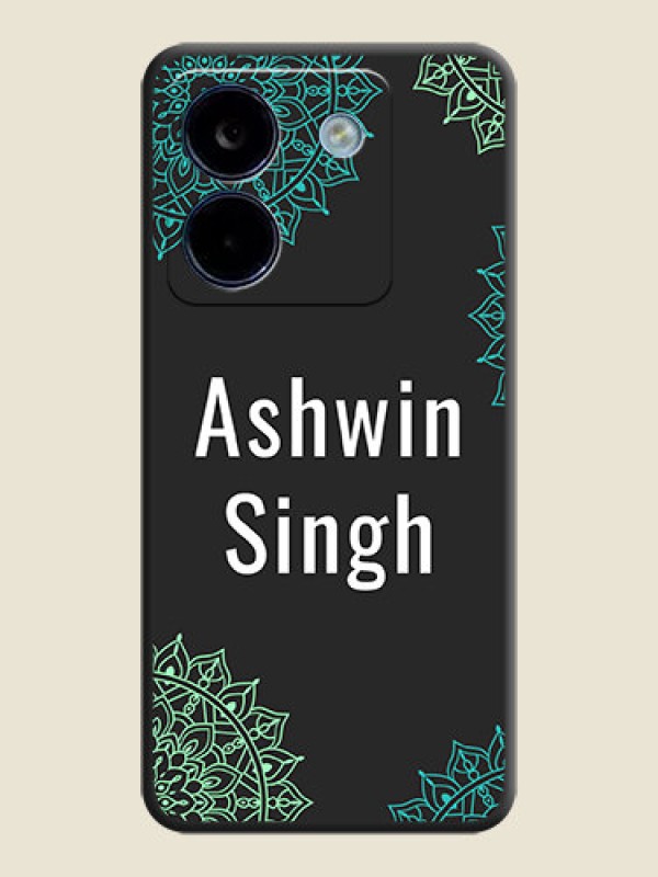 Custom Your Name with Floral Design On Space Black Custom Soft Matte Mobile Back Cover - Poco M7 Pro 5G