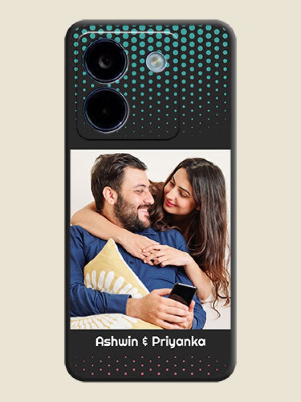 Custom Faded Dots with Grunge Photo Frame and Text On Space Black Custom Soft Matte Mobile Back Cover - Poco M7 Pro 5G