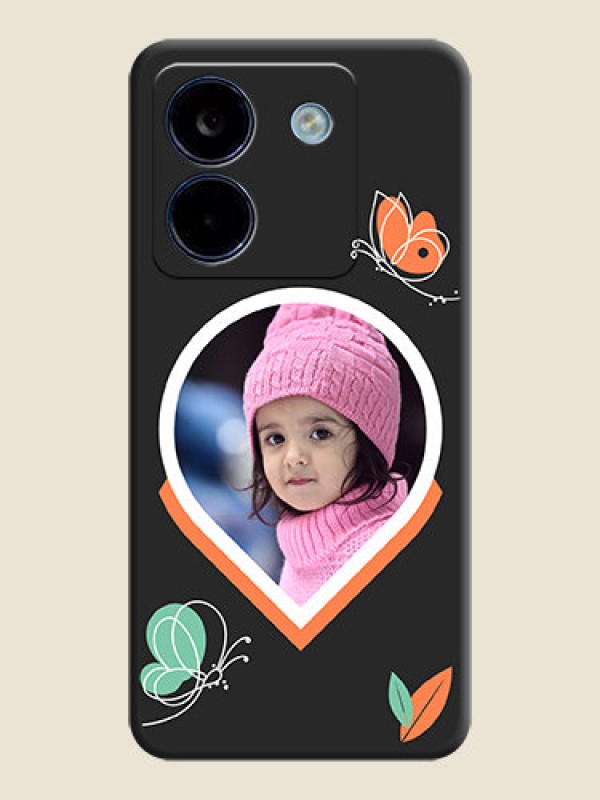 Custom Upload Pic With Simple Butterly Design On Space Black Custom Soft Matte Mobile Back Cover - Poco M7 Pro 5G