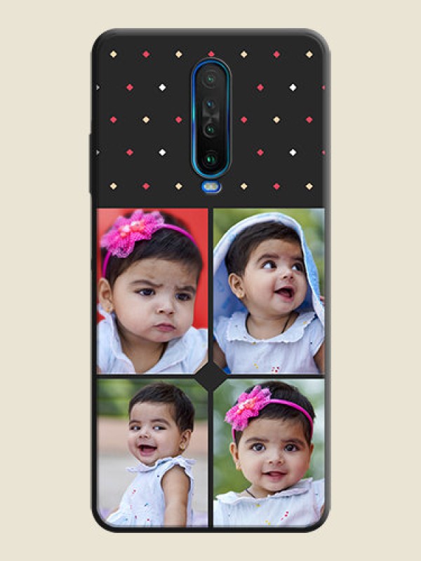 Custom Multicolor Dotted Pattern with 4 Image Holder on Space Black Custom Soft Matte Phone Cases - Poco X2
