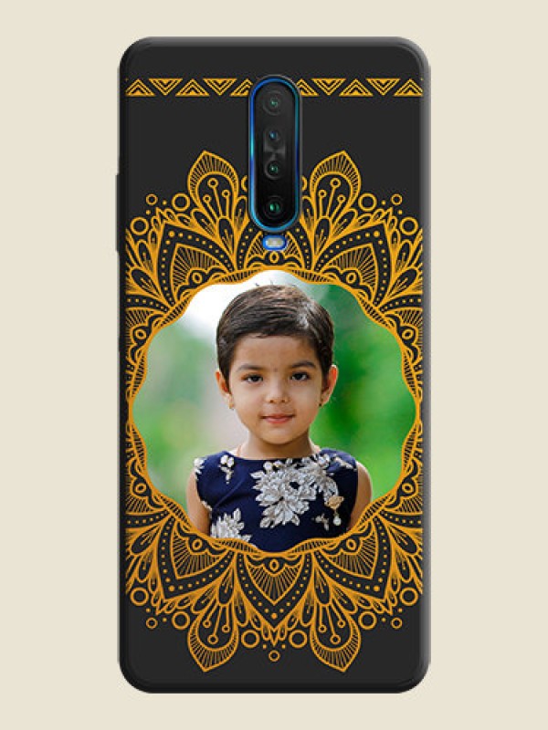 Custom Round Image with Floral Design - Photo on Space Black Soft Matte Mobile Cover - Poco X2