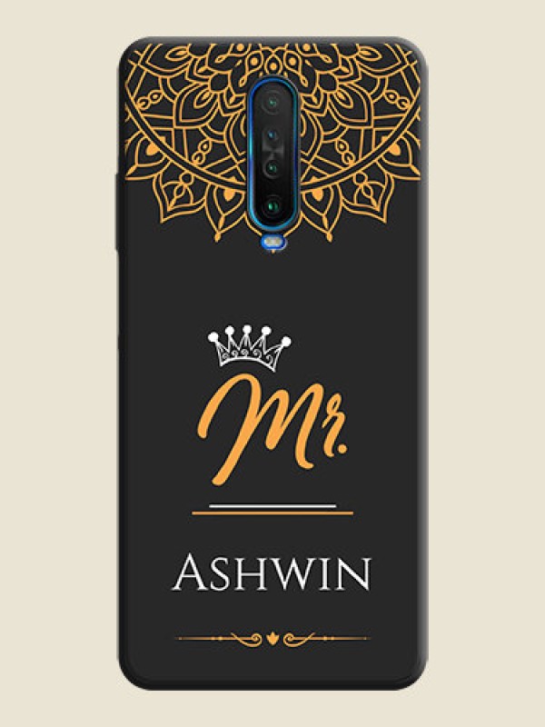 Custom Mr Name with Floral Design  on Personalised Space Black Soft Matte Cases - Poco X2