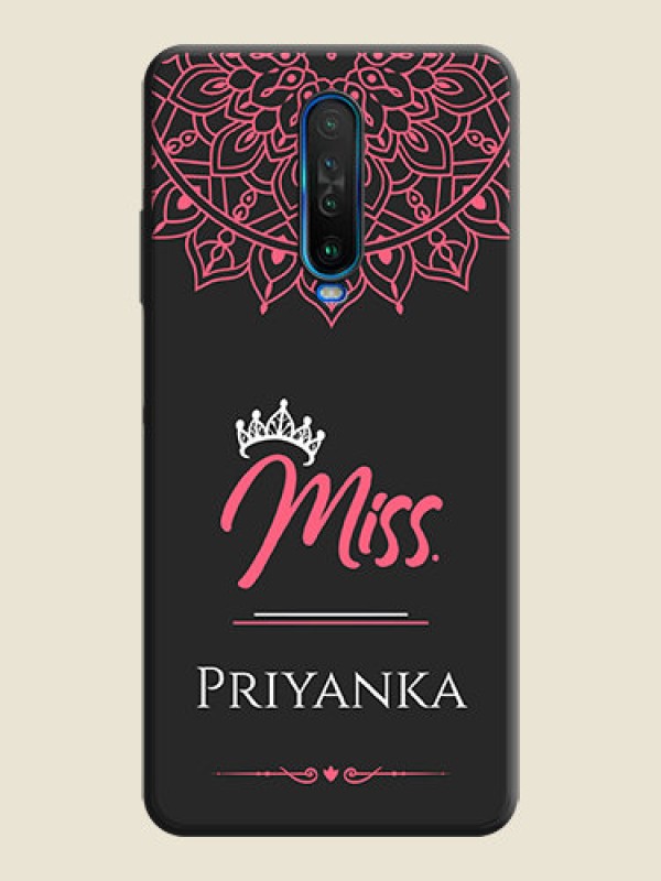 Custom Mrs Name with Floral Design on Space Black Personalized Soft Matte Phone Covers - Poco X2