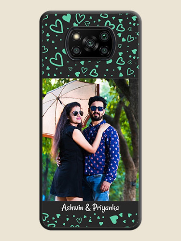 Custom Sea Green Indefinite Love Pattern on Photo on Space Black Soft Matte Mobile Cover - Poco X3 Pro