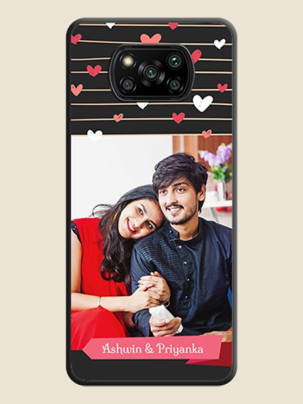Custom Love Pattern with Name on Pink Ribbon  on Photo on Space Black Soft Matte Back Cover - Poco X3 Pro