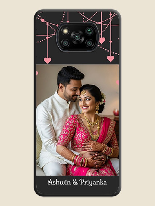 Custom Pink Love Hangings with Text on Space Black Custom Soft Matte Back Cover - Poco X3 Pro