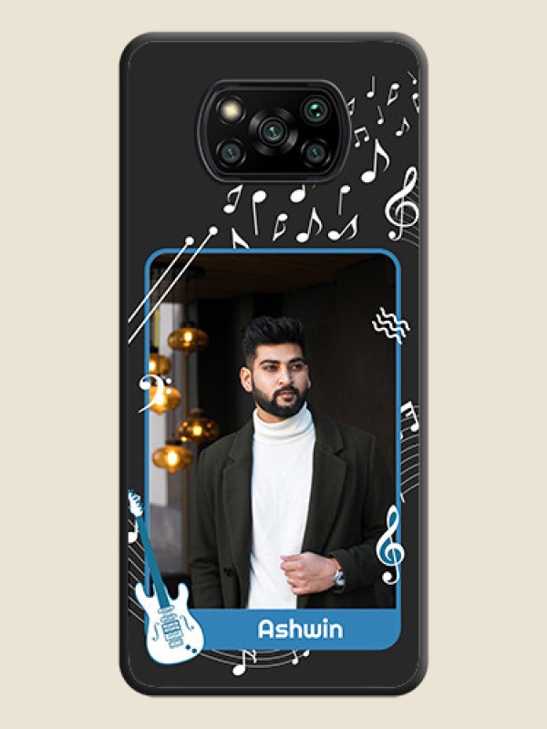 Custom Musical Theme Design with Text on Photo on Space Black Soft Matte Mobile Case - Poco X3 Pro