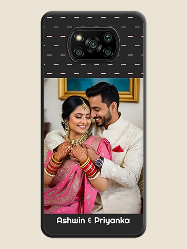 Custom Line Pattern Design with Text on Space Black Custom Soft Matte Phone Back Cover - Poco X3 Pro