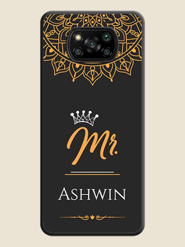 Custom Mr Name with Floral Design  on Personalised Space Black Soft Matte Cases - Poco X3 Pro