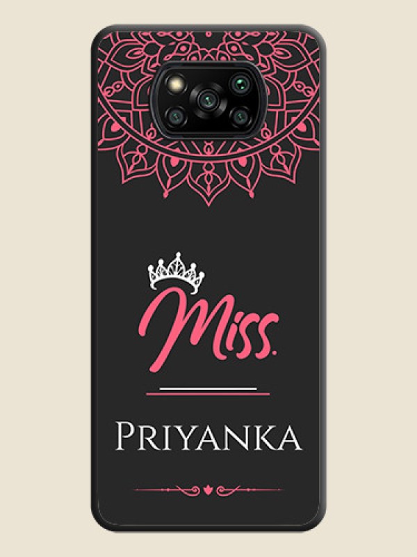 Custom Mrs Name with Floral Design on Space Black Personalized Soft Matte Phone Covers - Poco X3 Pro