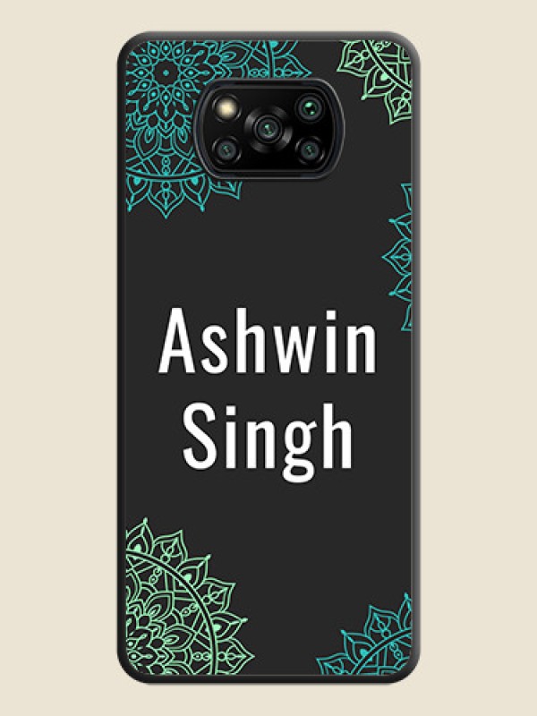 Custom Your Name with Floral Design on Space Black Custom Soft Matte Back Cover - Poco X3 Pro