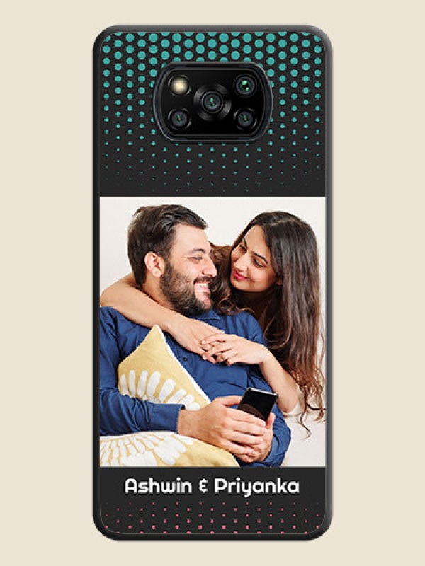 Custom Faded Dots with Grunge Photo Frame and Text on Space Black Custom Soft Matte Phone Cases - Poco X3 Pro