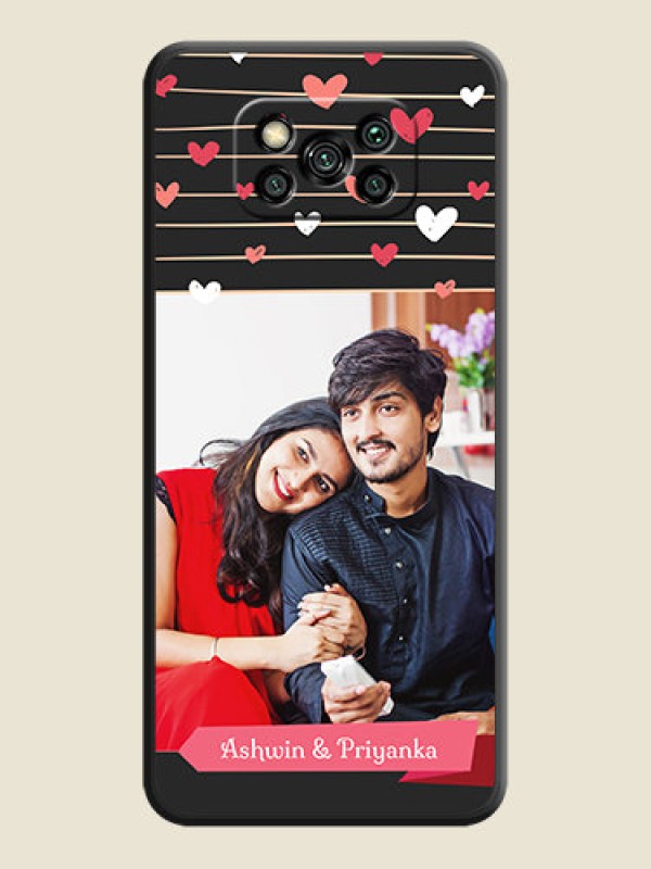 Custom Love Pattern with Name on Pink Ribbon  on Photo on Space Black Soft Matte Back Cover - Poco X3