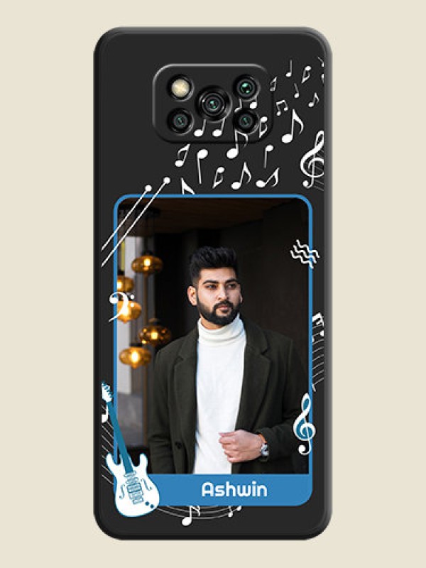 Custom Musical Theme Design with Text on Photo on Space Black Soft Matte Mobile Case - Poco X3