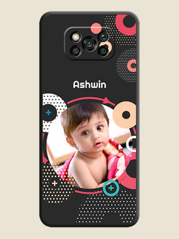 Custom Multicoloured Round Image on Personalised Space Black Soft Matte Cases - Poco X3