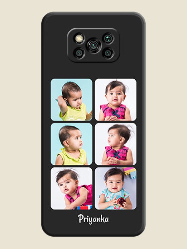 Custom Floral Art with 6 Image Holder on Photo on Space Black Soft Matte Mobile Case - Poco X3