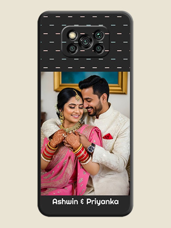 Custom Line Pattern Design with Text on Space Black Custom Soft Matte Phone Back Cover - Poco X3