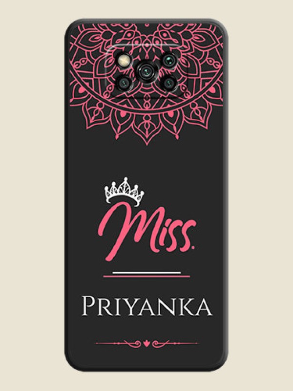 Custom Mrs Name with Floral Design on Space Black Personalized Soft Matte Phone Covers - Poco X3