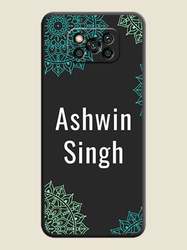 Custom Your Name with Floral Design on Space Black Custom Soft Matte Back Cover - Poco X3