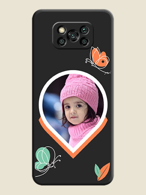 Custom Upload Pic With Simple Butterly Design On Space Black Personalized Soft Matte Phone Covers -Poco X3