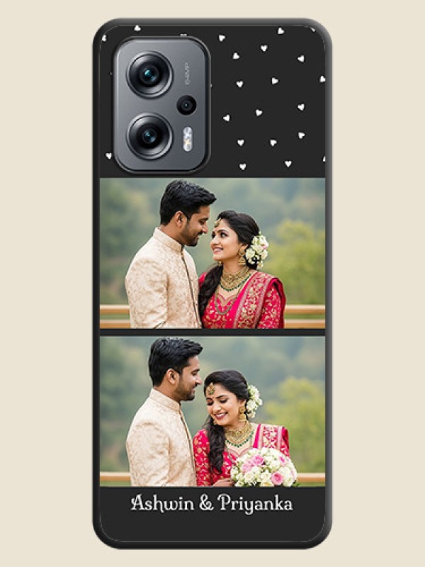 Custom Miniature Love Symbols with Name on Space Black Custom Soft Matte Back Cover - Poco X4 Gt 5G