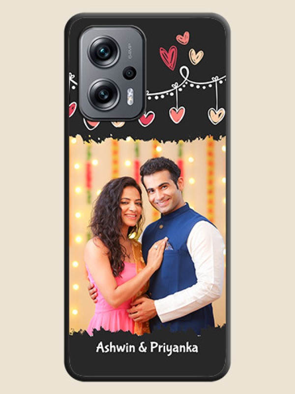 Custom Pink Love Hangings with Name on Space Black Custom Soft Matte Phone Cases - Poco X4 Gt 5G