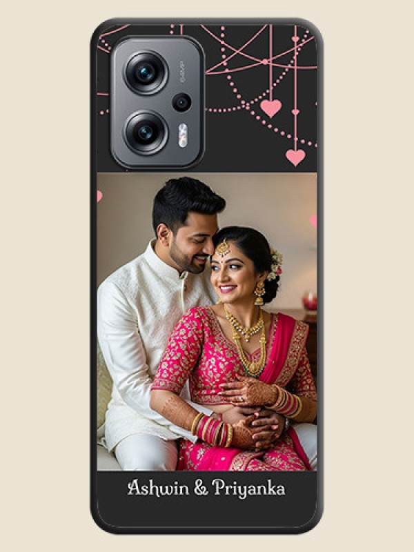 Custom Pink Love Hangings with Text on Space Black Custom Soft Matte Back Cover - Poco X4 Gt 5G