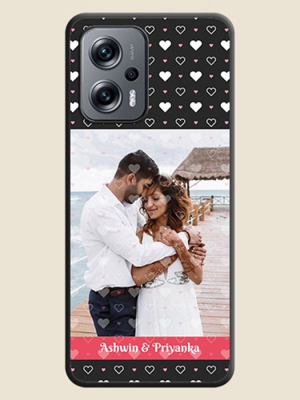 Custom White Color Love Symbols with Text Design on Photo on Space Black Soft Matte Phone Cover - Poco X4 Gt 5G