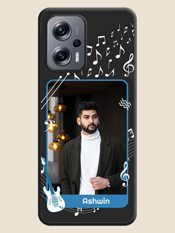 Custom Musical Theme Design with Text on Photo on Space Black Soft Matte Mobile Case - Poco X4 Gt 5G