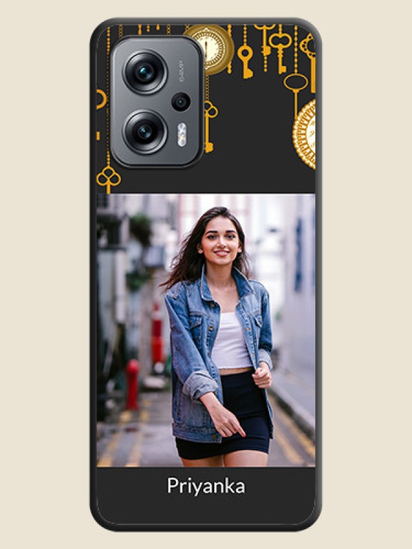 Custom Decorative Design with Text on Space Black Custom Soft Matte Back Cover - Poco X4 Gt 5G