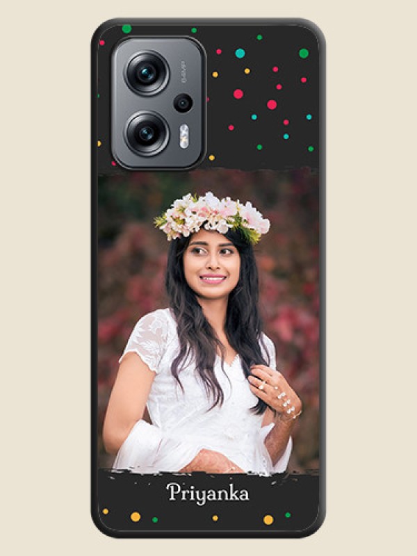 Custom Multicolor Dotted Pattern with Text on Space Black Custom Soft Matte Phone Back Cover - Poco X4 Gt 5G